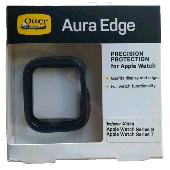 NEW Otterbox Aura Edge Apple Watch Protector 41mm Series 7 Series 8 Black - Picture 1 of 5